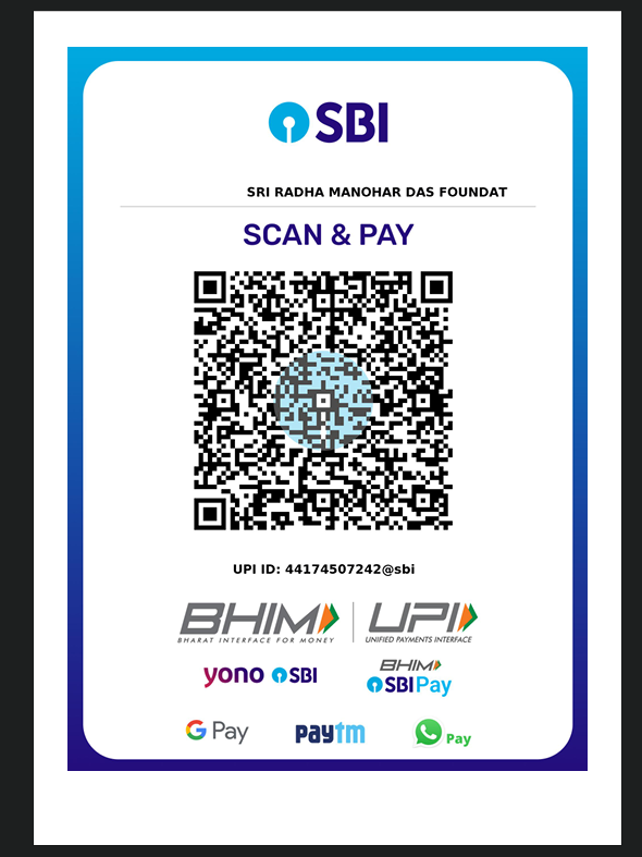 Official SBI UPI QR Code - Sri Radha Manohar Das Foundation